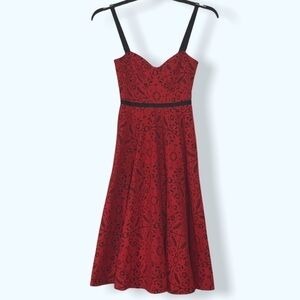 NWT ASOS Red Patterned Midi Dress Sz 0